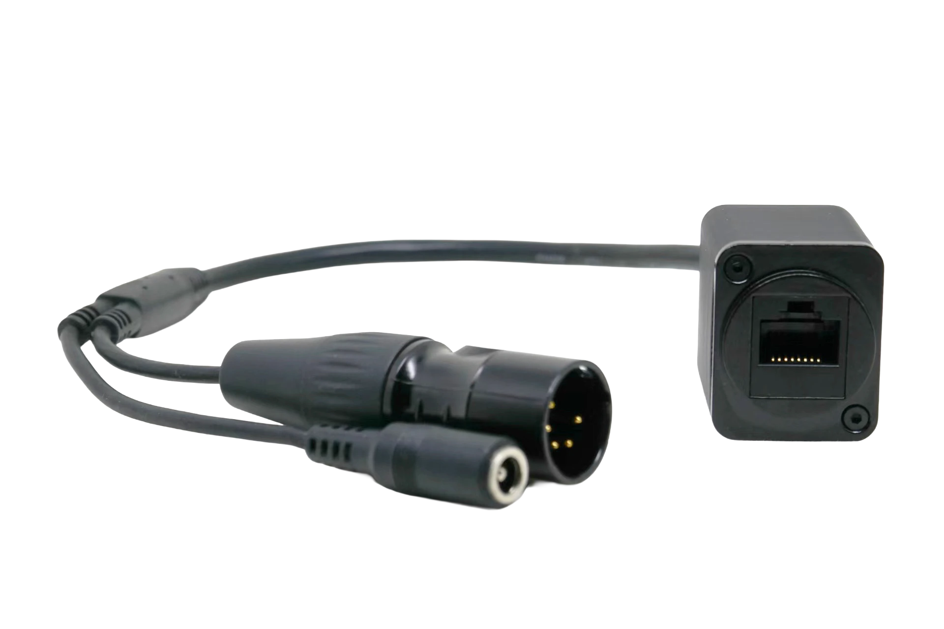 CB162 female RJ45 to 2.1mm DC power and 5-pin DMX adapter